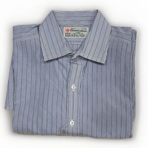 VTG Turnbull & Asser Mens Blue Striped Button Up Classic Shirt Size 17-43cm